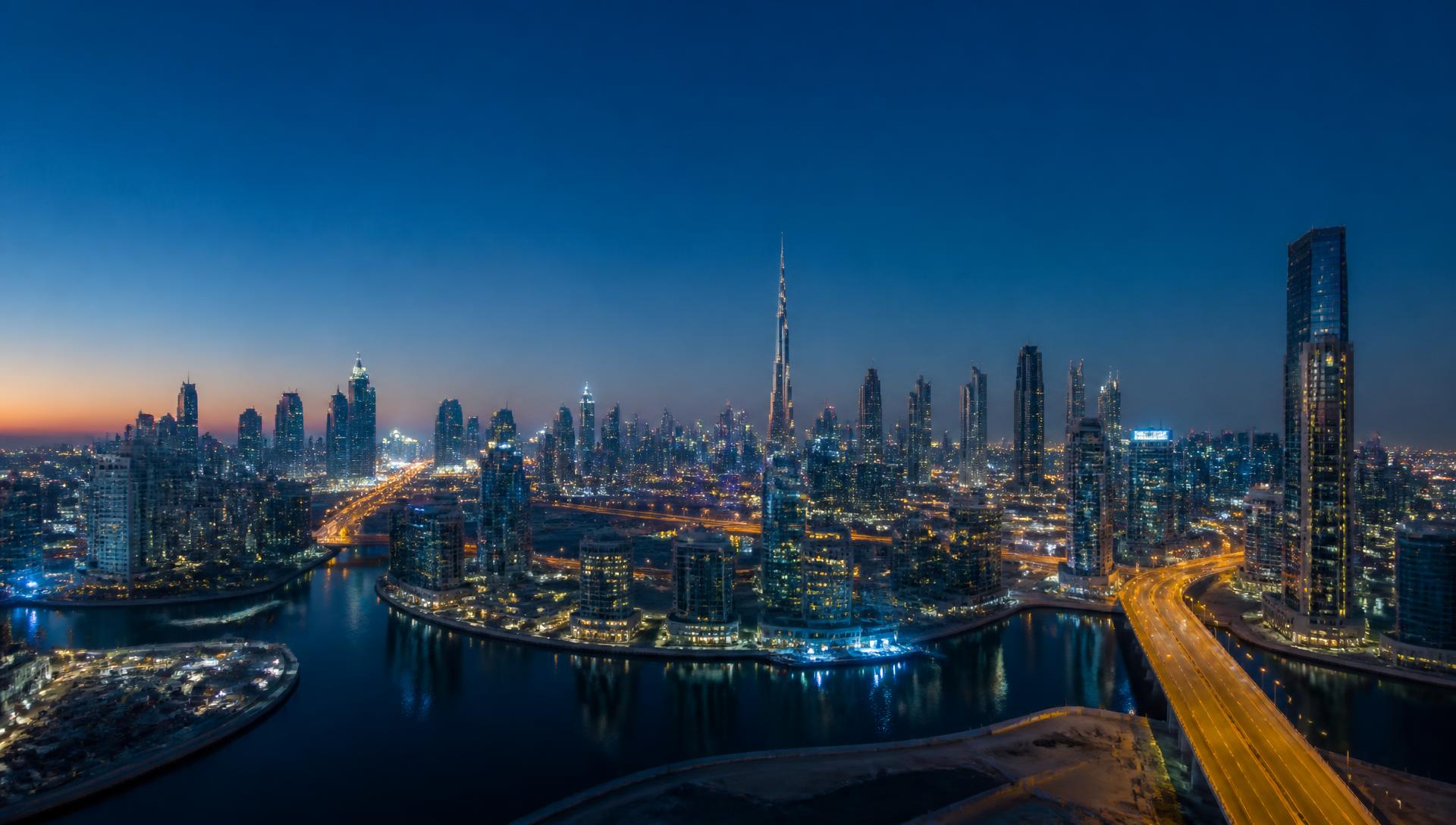 Dubai skyline at dusk