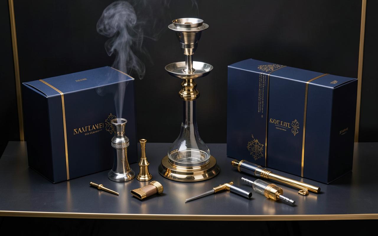 Premium smoking requisites and accessories in a corporate display